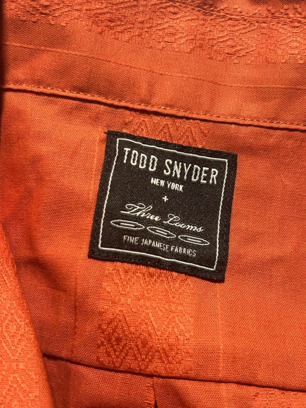 Todd Snyder Jacquard Three Looms camp shirt Men's large  Orange - Picture 6 of 10